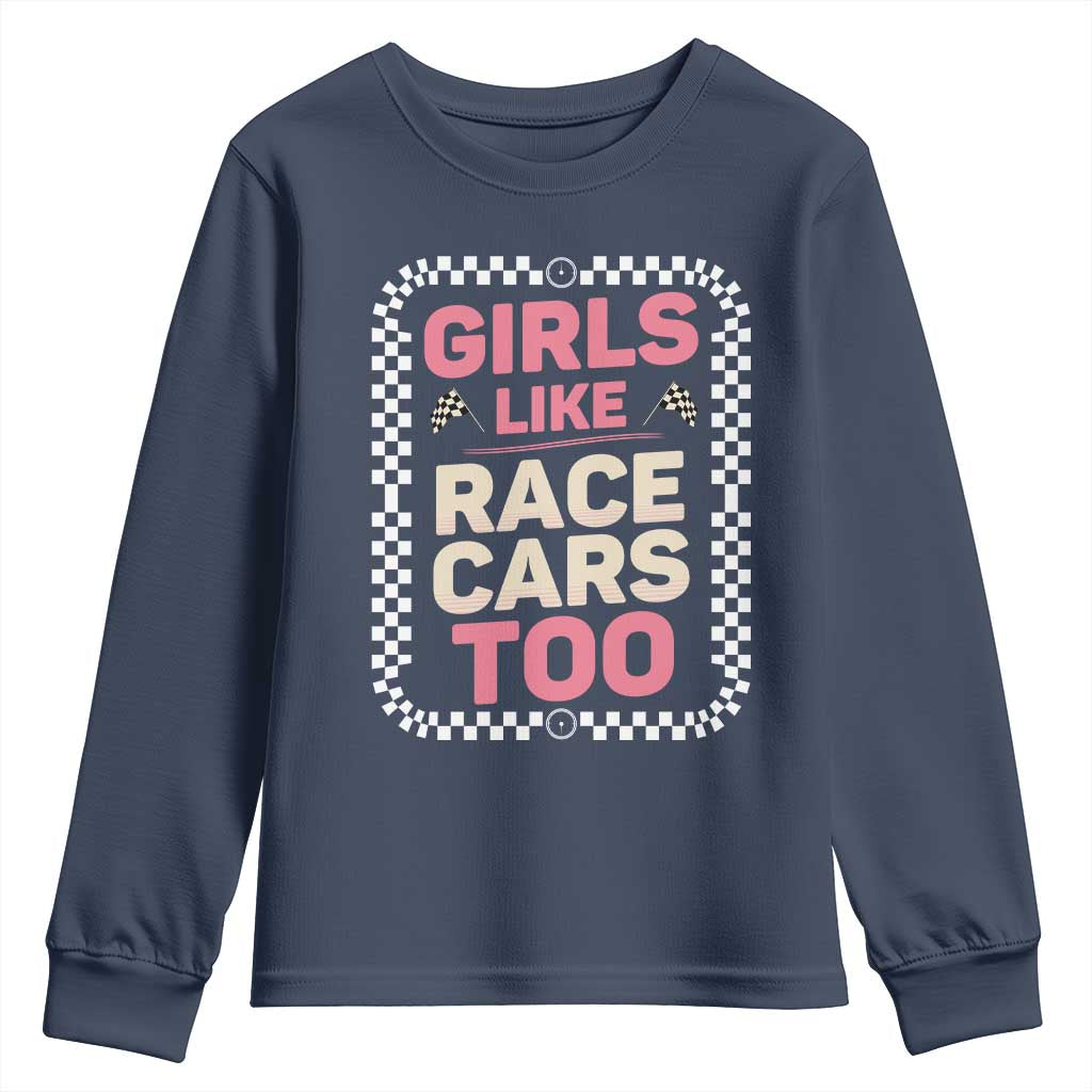 Racing Girl Youth Sweatshirt Girls Like Race Cars Too - Wonder Print Shop