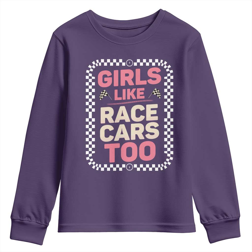 Racing Girl Youth Sweatshirt Girls Like Race Cars Too - Wonder Print Shop
