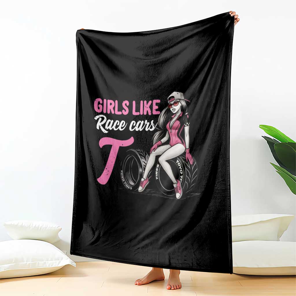 Racing Car Girl Throw Blanket Girls Like Race Cars Too - Wonder Print Shop