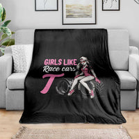 Racing Car Girl Throw Blanket Girls Like Race Cars Too - Wonder Print Shop