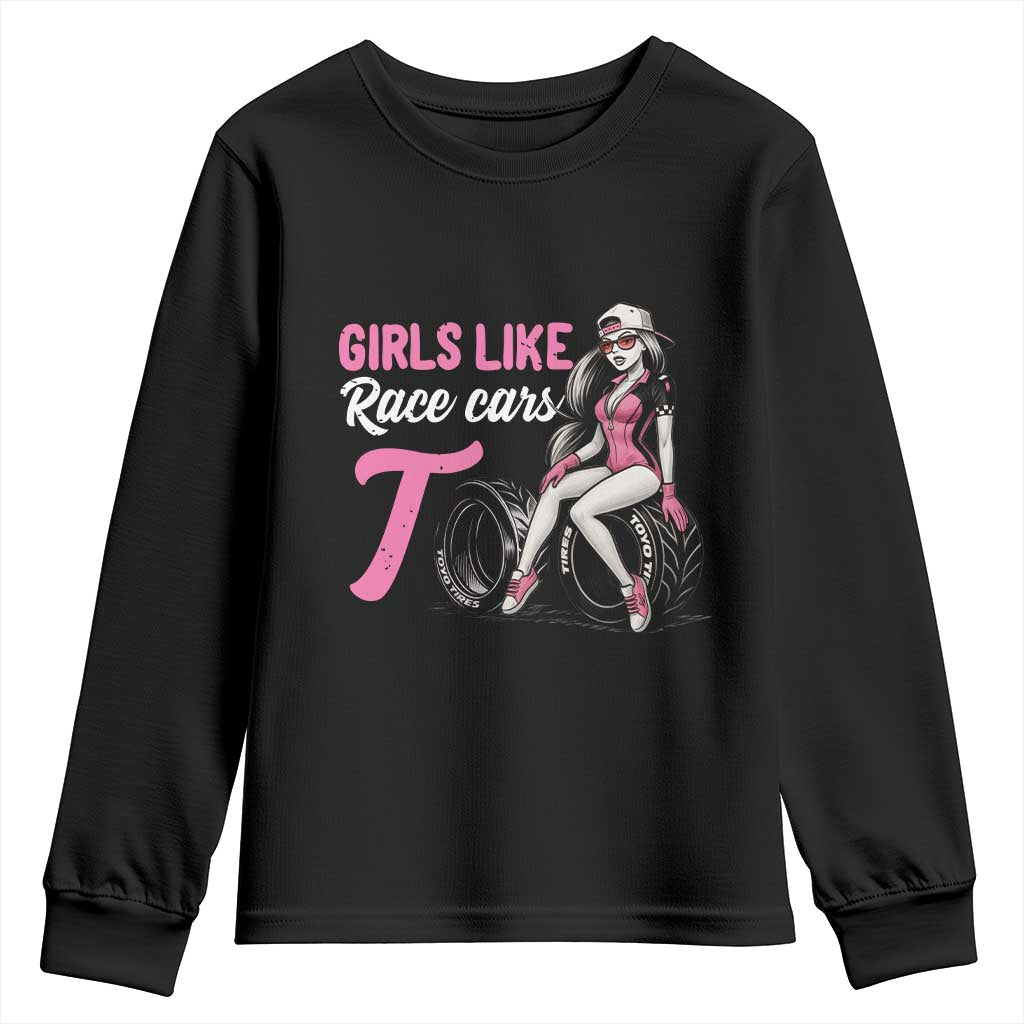 Racing Car Girl Youth Sweatshirt Girls Like Race Cars Too - Wonder Print Shop