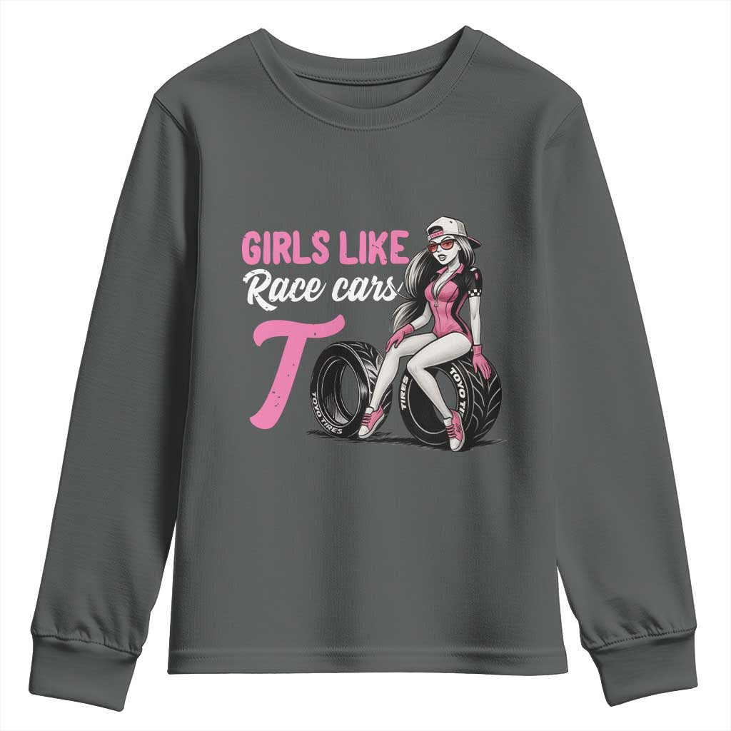 Racing Car Girl Youth Sweatshirt Girls Like Race Cars Too - Wonder Print Shop