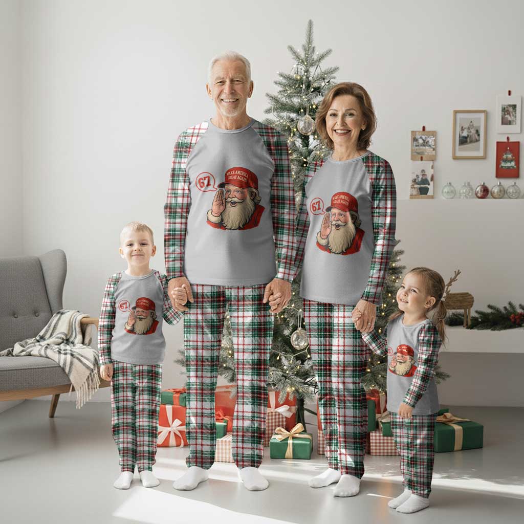 67 Six Seven Christmas Plaid Pajama Set Santa MAGA Hat Xmas - Wonder Print Shop