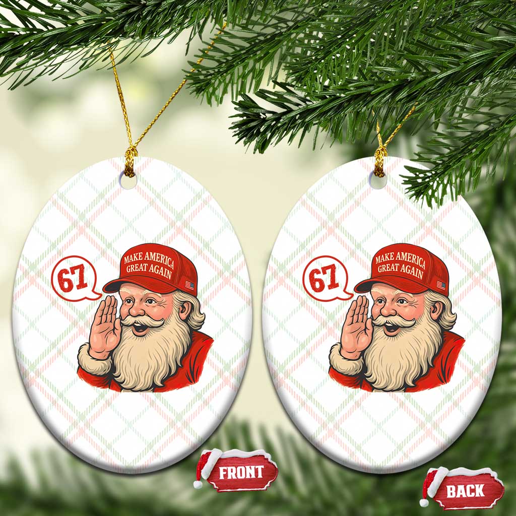 67 Six Seven Xmas Ceramic Ornament Santa MAGA Hat Xmas - Wonder Print Shop