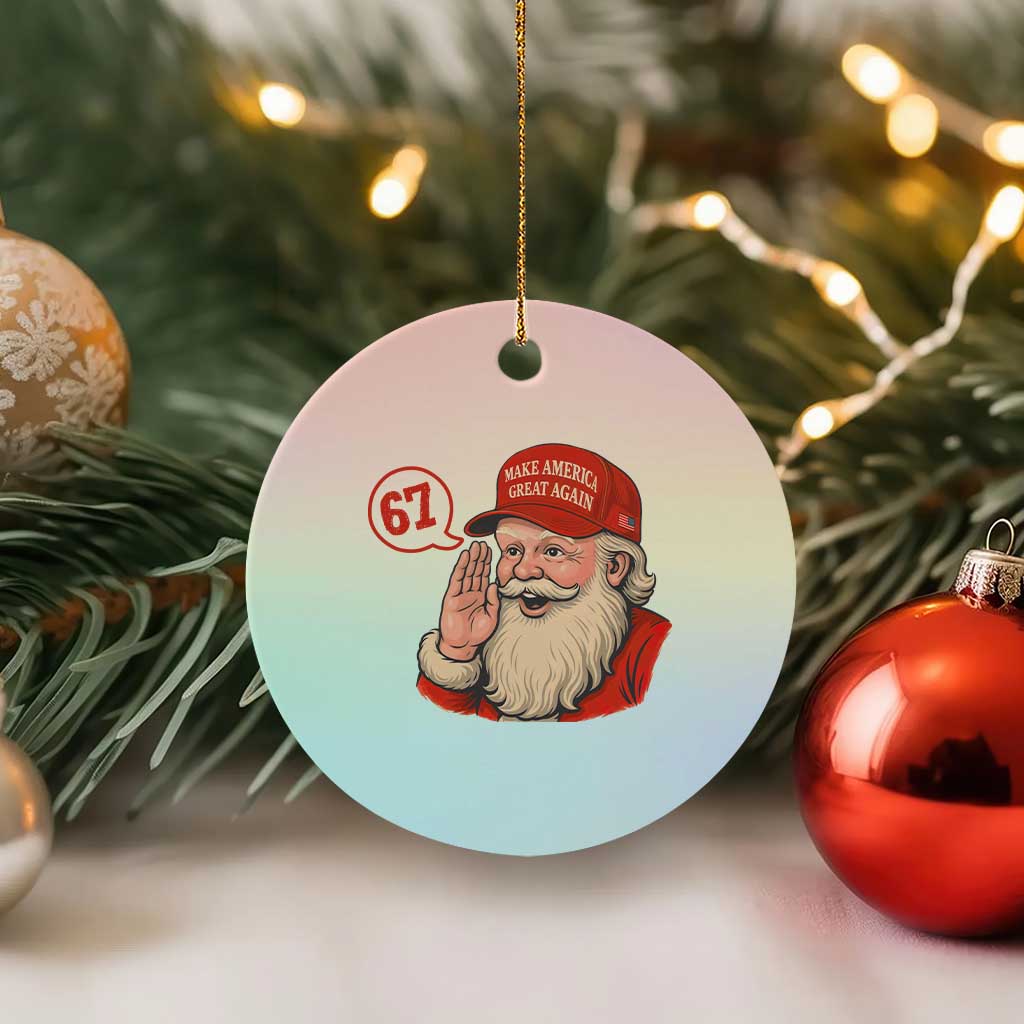 67 Six Seven Xmas Ceramic Ornament Santa MAGA Hat Xmas - Wonder Print Shop