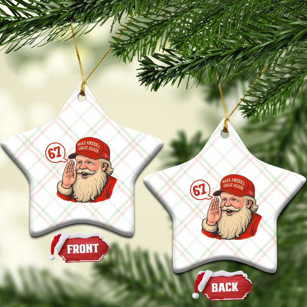 67 Six Seven Xmas Ceramic Ornament Santa MAGA Hat Xmas - Wonder Print Shop