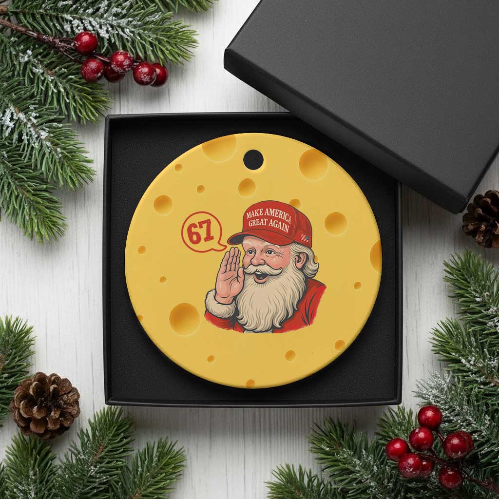 67 Six Seven Xmas Ceramic Ornament Santa MAGA Hat Xmas - Wonder Print Shop