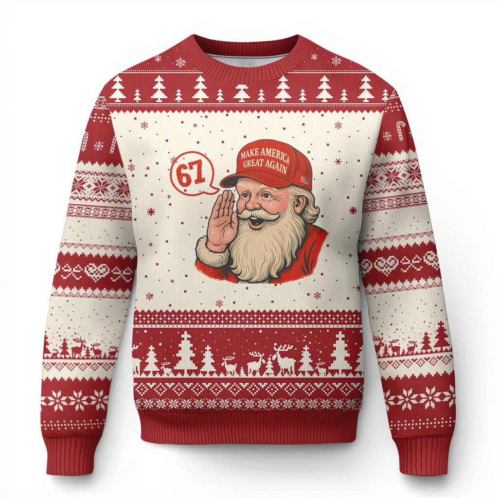 67 Six Seven Xmas Ugly Christmas Sweater Santa MAGA Hat Xmas - Wonder Print Shop