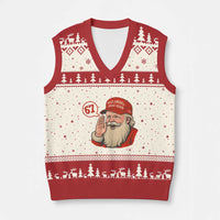 67 Six Seven Xmas V-Neck Knit Sweater Vest Santa MAGA Hat Xmas - Wonder Print Shop