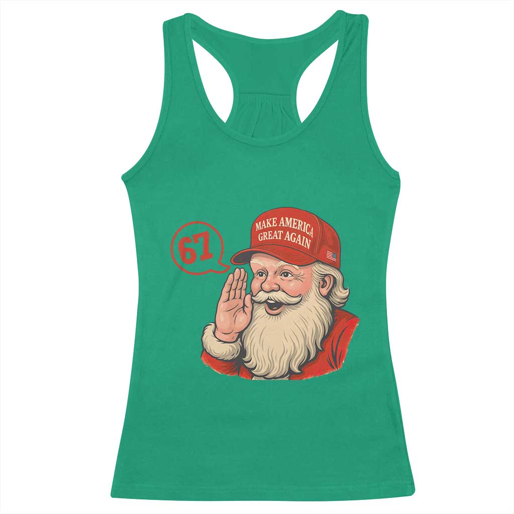 67 Six Seven Christmas Racerback Tank Top Santa MAGA Hat Xmas - Wonder Print Shop