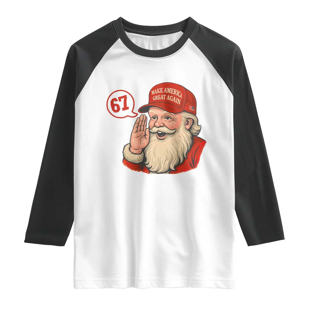 67 Six Seven Christmas Raglan Shirt Santa MAGA Hat Xmas - Wonder Print Shop