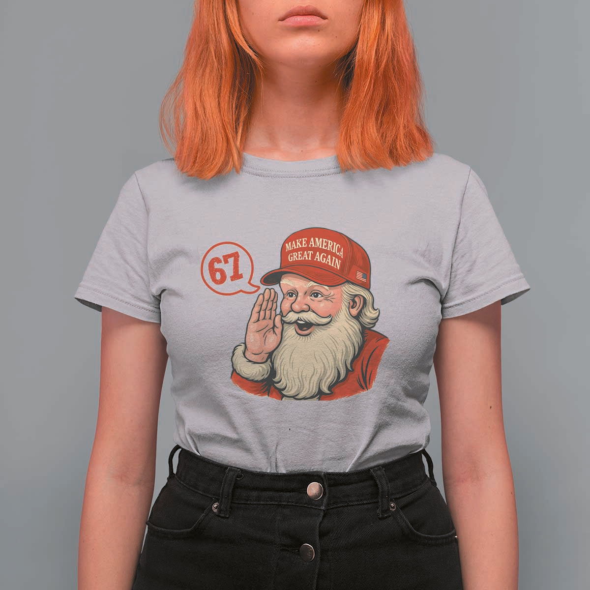 67 Six Seven Christmas T Shirt For Women Santa MAGA Hat Xmas - Wonder Print Shop