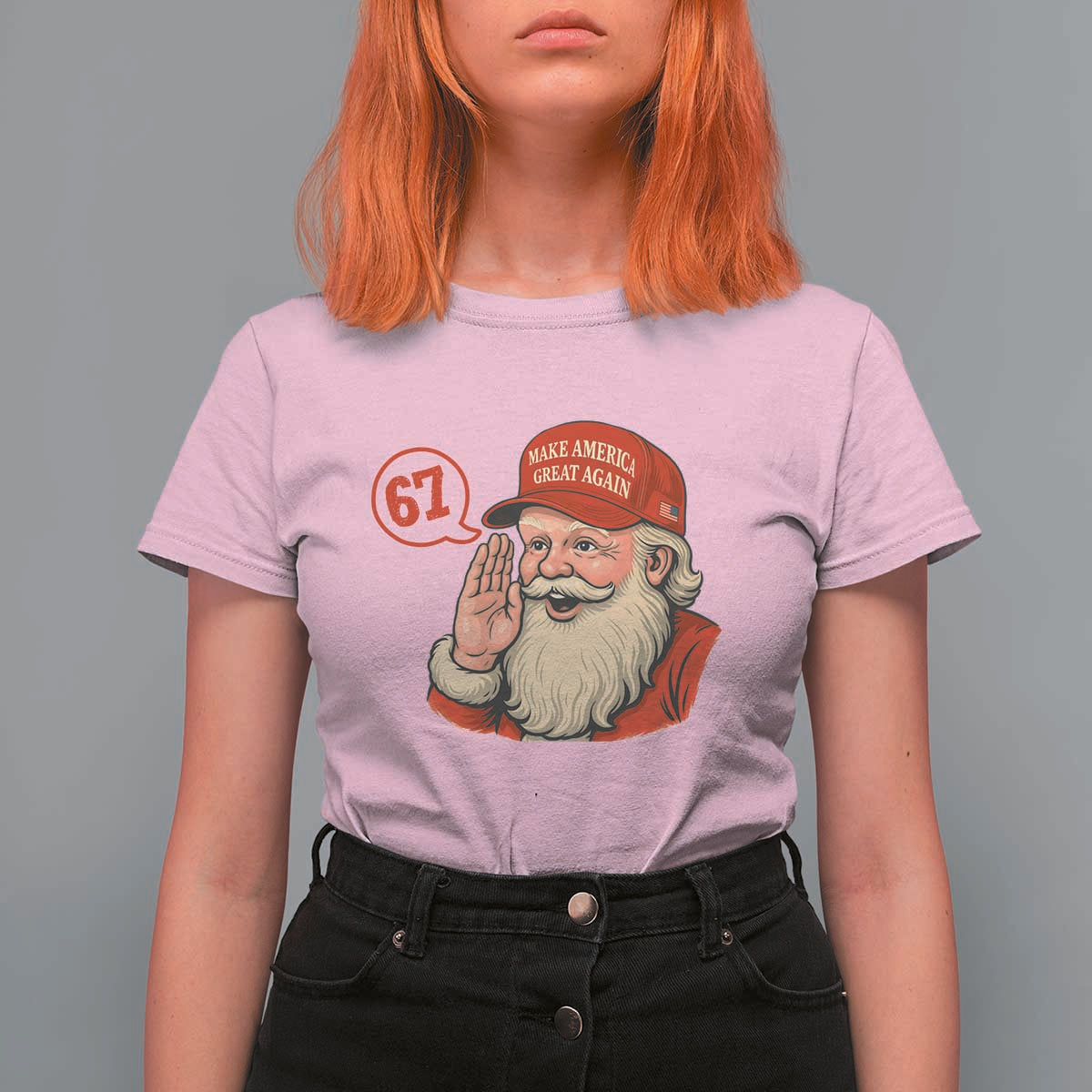 67 Six Seven Christmas T Shirt For Women Santa MAGA Hat Xmas - Wonder Print Shop