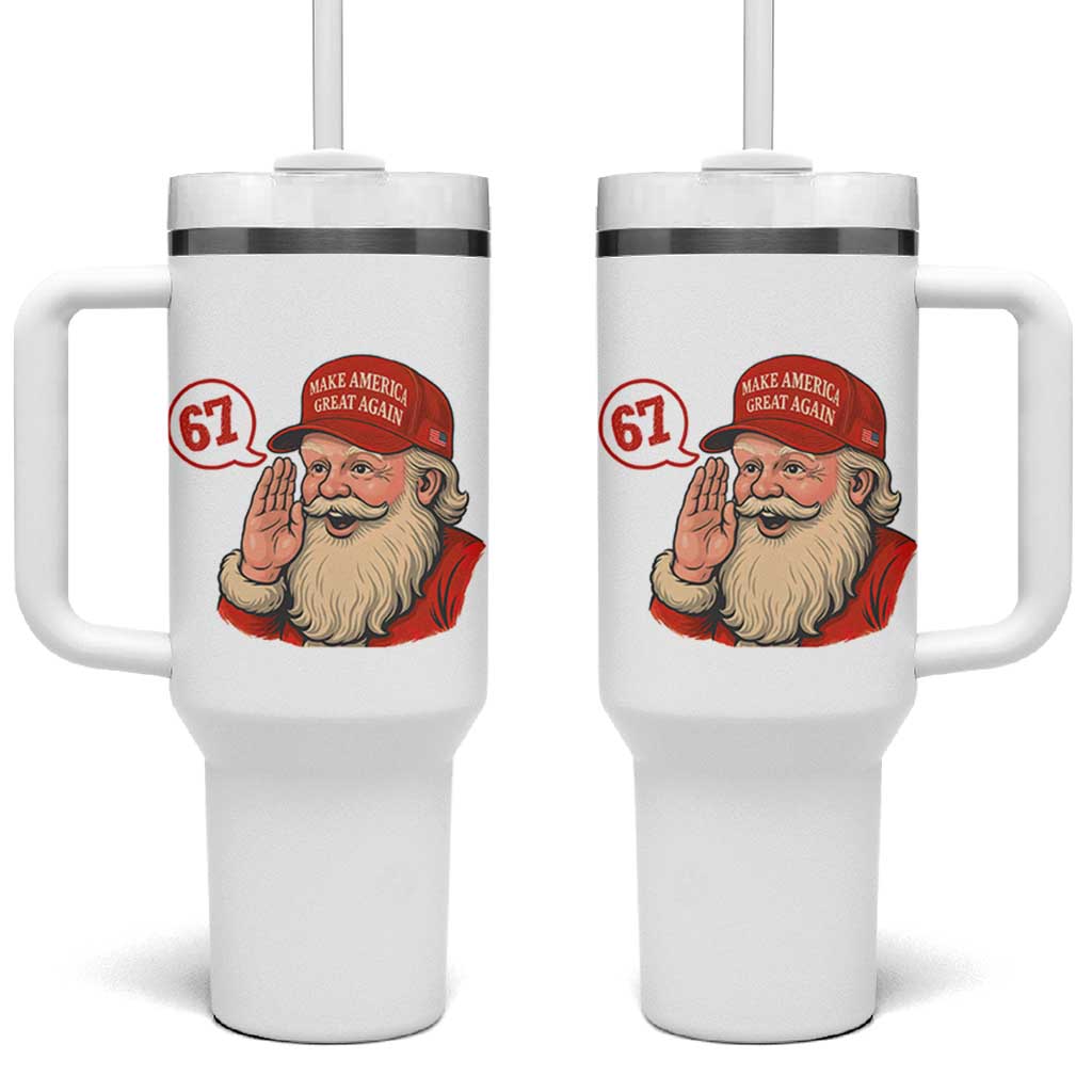 67 Six Seven Christmas Tumbler With Handle Santa MAGA Hat Xmas - Wonder Print Shop