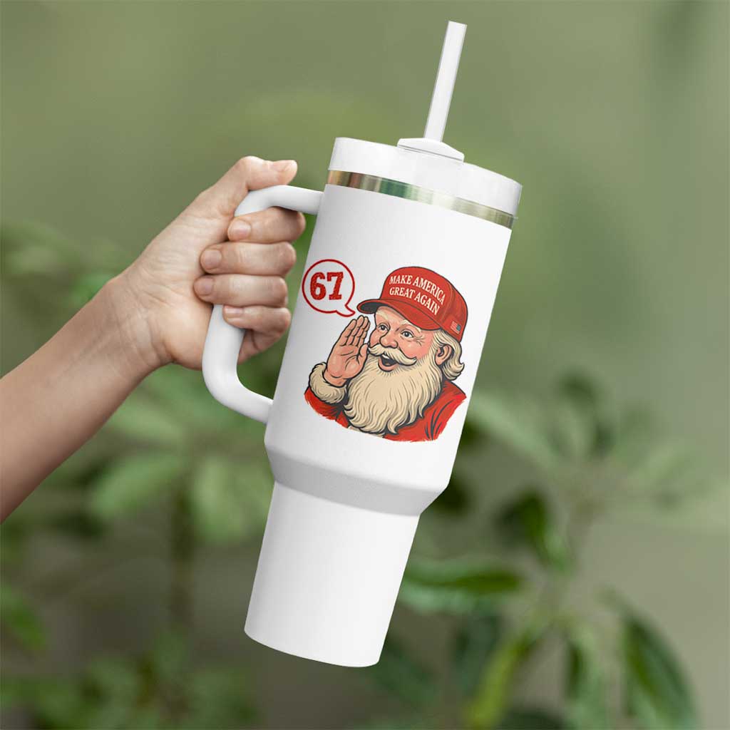 67 Six Seven Christmas Tumbler With Handle Santa MAGA Hat Xmas - Wonder Print Shop