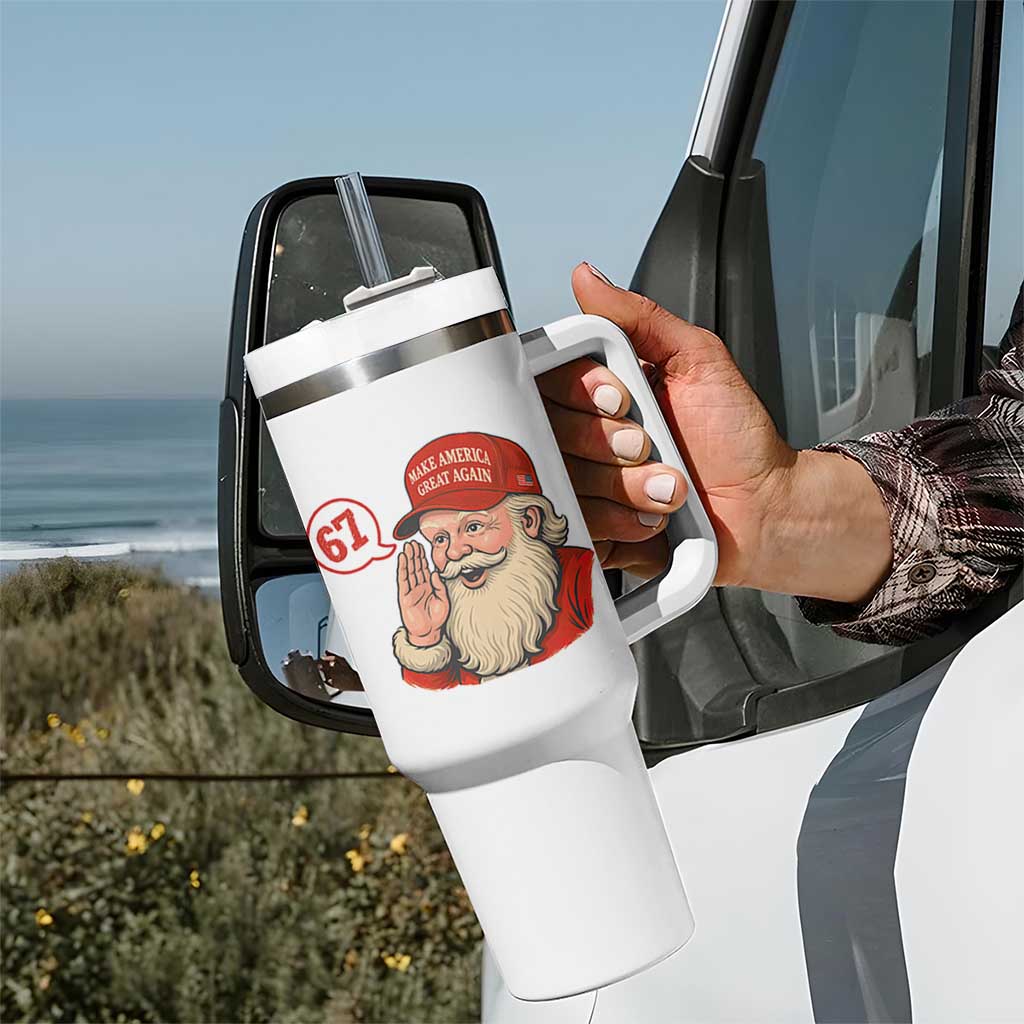 67 Six Seven Christmas Tumbler With Handle Santa MAGA Hat Xmas - Wonder Print Shop