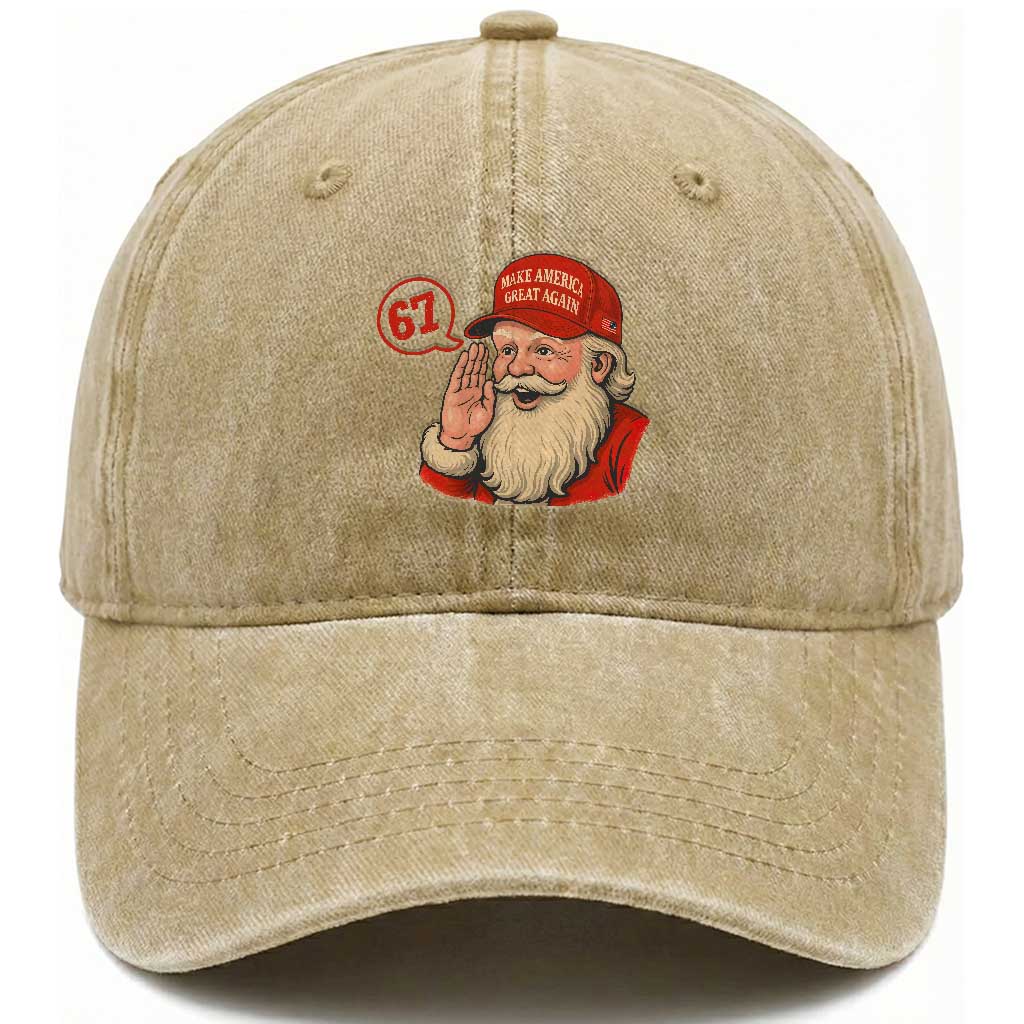 67 Six Seven Christmas Washed Cotton Baseball Cap Santa MAGA Hat Xmas