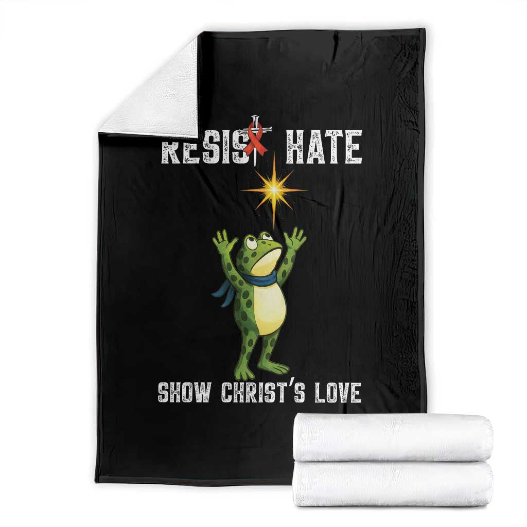 Resist Frog Throw Blanket Christian HIV Awareness Red Ribbon - Wonder Print Shop