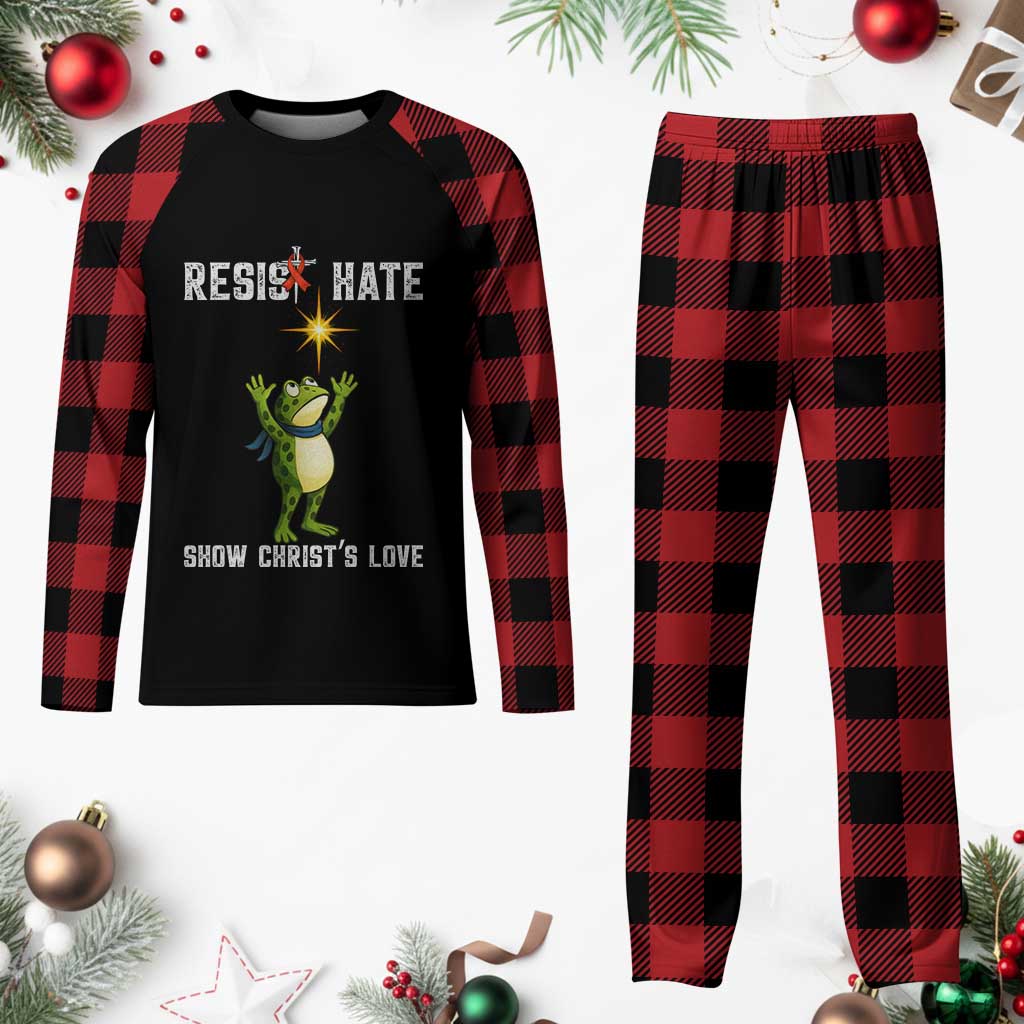 Resist Frog Plaid Pajama Set Christian HIV Awareness Red Ribbon - Wonder Print Shop