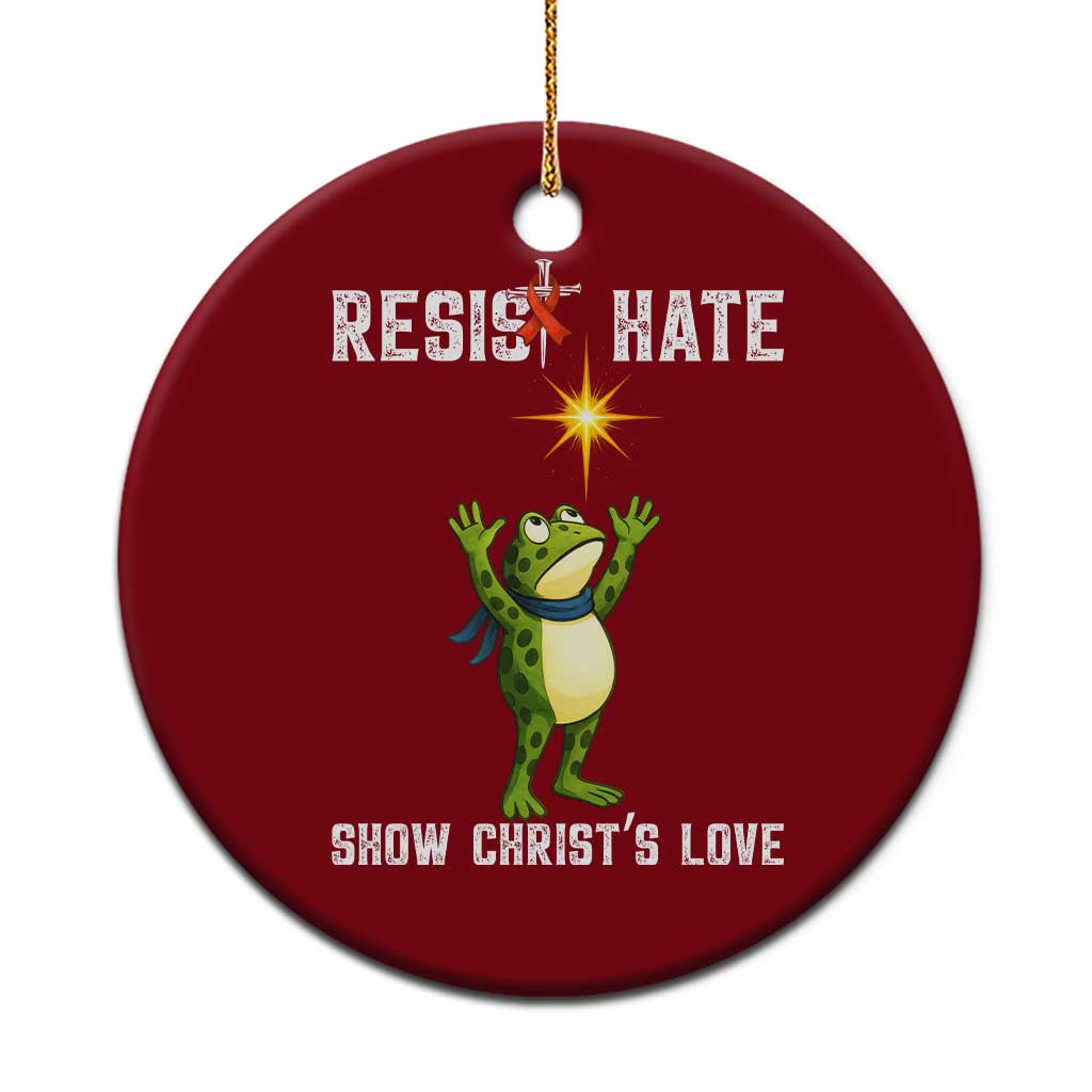 Resist Frog Ceramic Ornament Christian HIV Awareness Red Ribbon - Wonder Print Shop