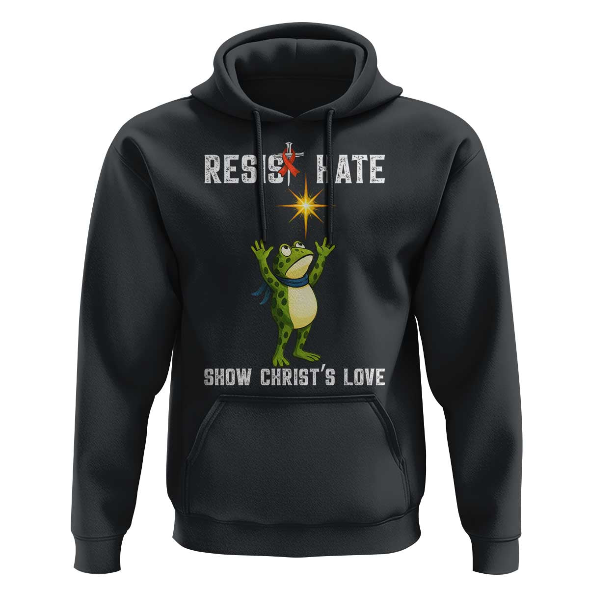 Resist Frog Hoodie Christian HIV Awareness Red Ribbon - Wonder Print Shop
