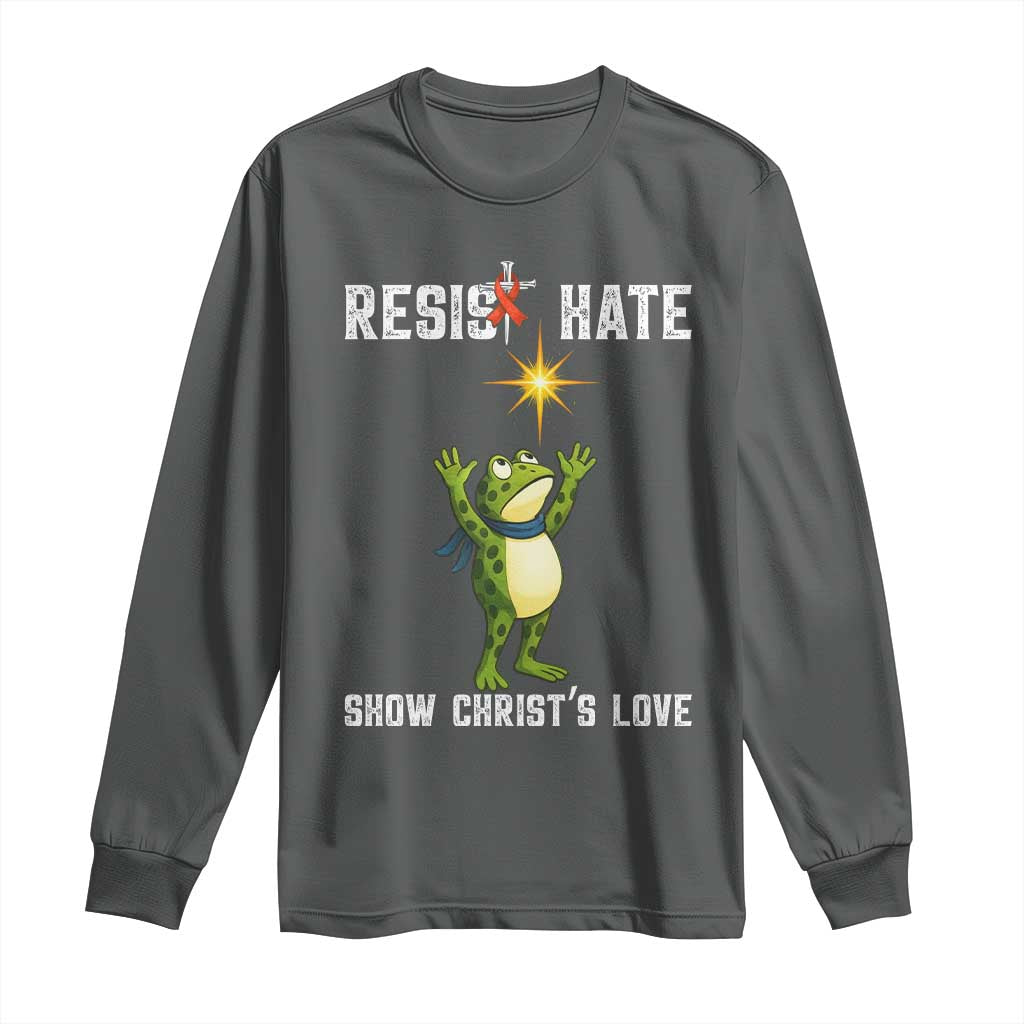 Resist Frog Long Sleeve Shirt Christian HIV Awareness Red Ribbon - Wonder Print Shop