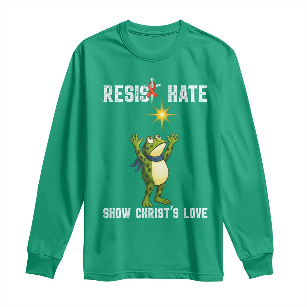 Resist Frog Long Sleeve Shirt Christian HIV Awareness Red Ribbon - Wonder Print Shop