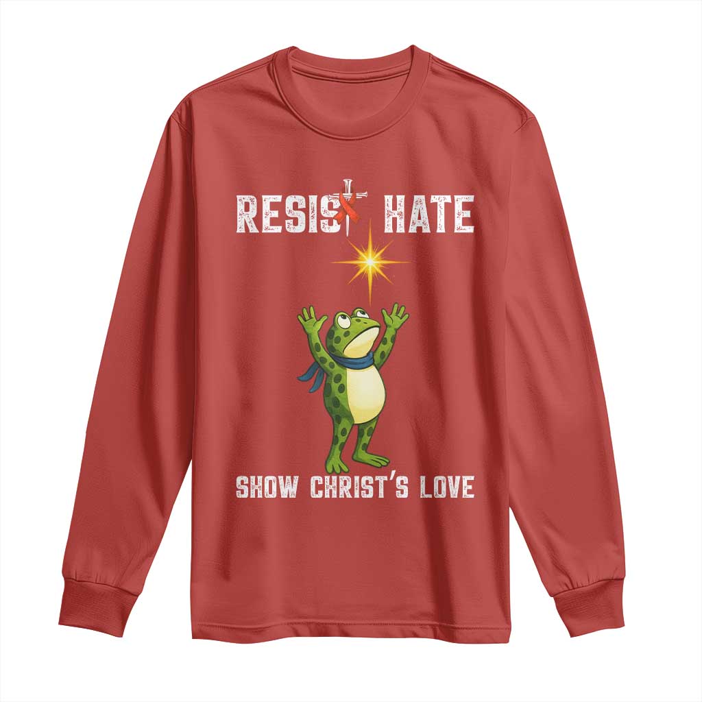 Resist Frog Long Sleeve Shirt Christian HIV Awareness Red Ribbon - Wonder Print Shop