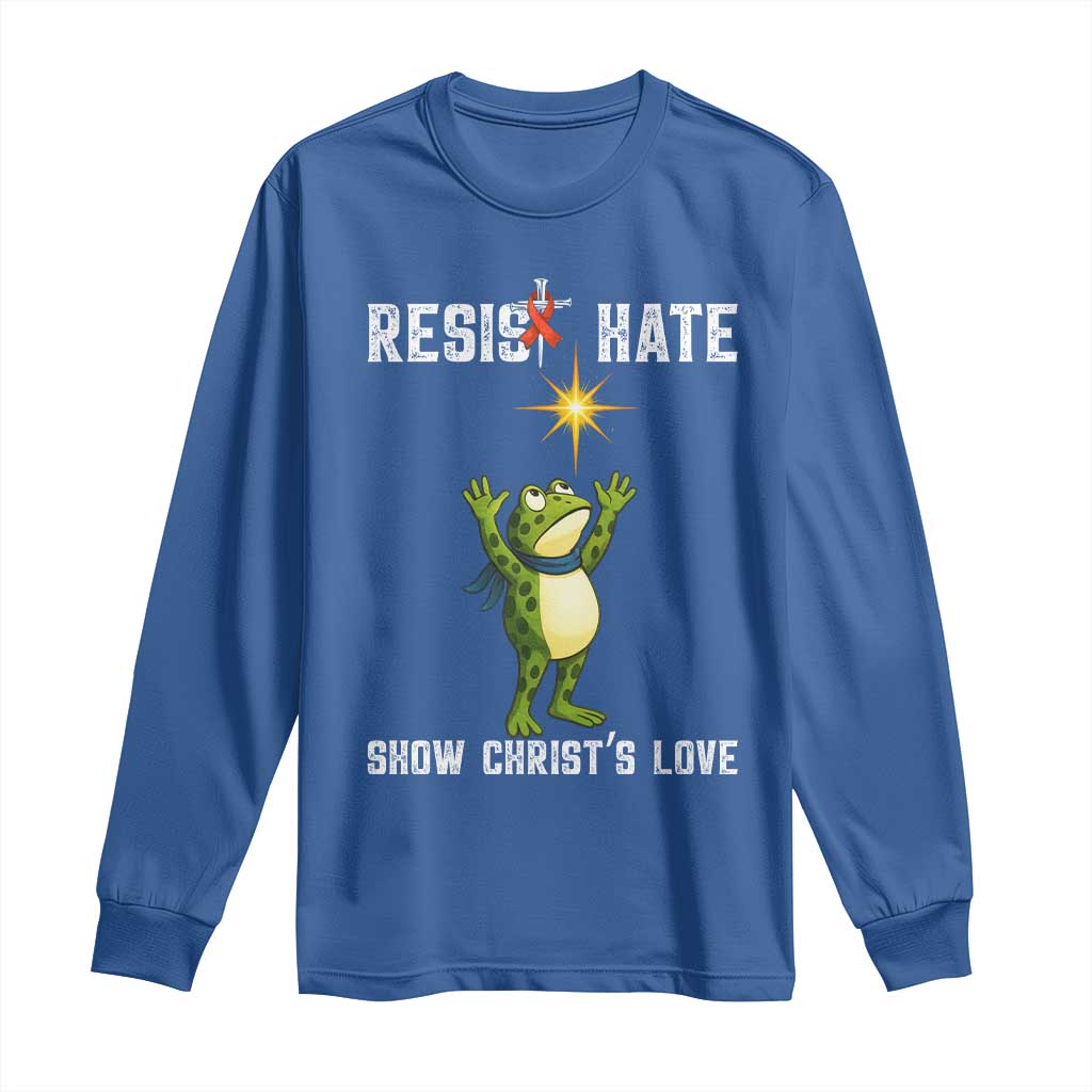 Resist Frog Long Sleeve Shirt Christian HIV Awareness Red Ribbon - Wonder Print Shop