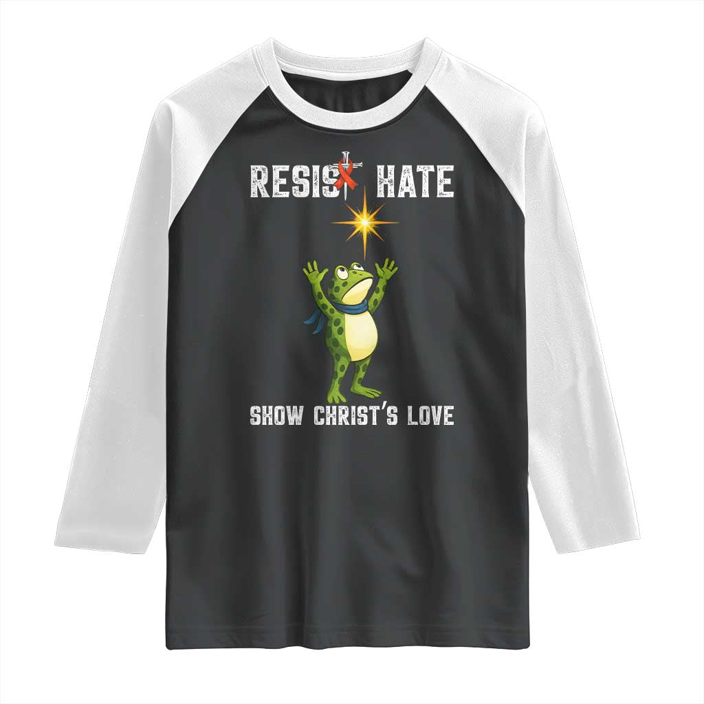 Resist Frog Raglan Shirt Christian HIV Awareness Red Ribbon - Wonder Print Shop