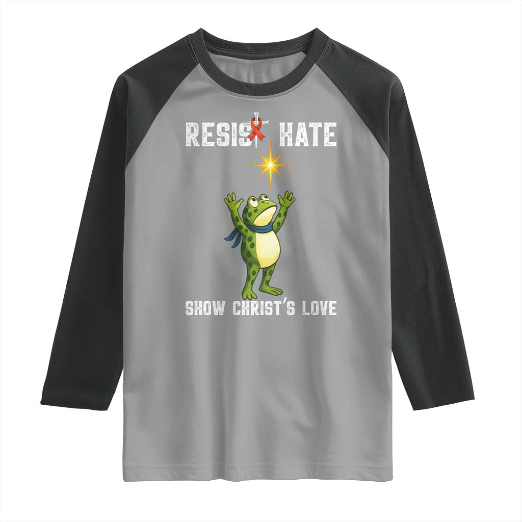 Resist Frog Raglan Shirt Christian HIV Awareness Red Ribbon - Wonder Print Shop