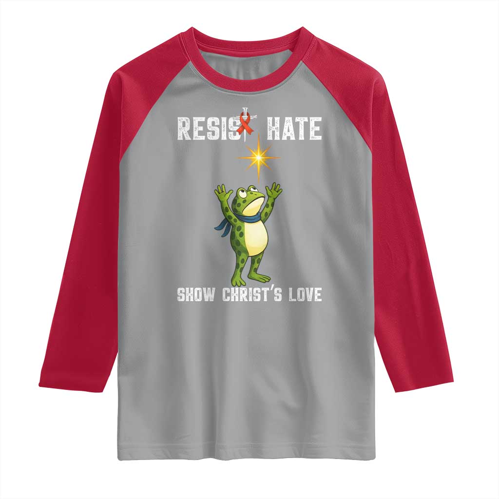 Resist Frog Raglan Shirt Christian HIV Awareness Red Ribbon - Wonder Print Shop