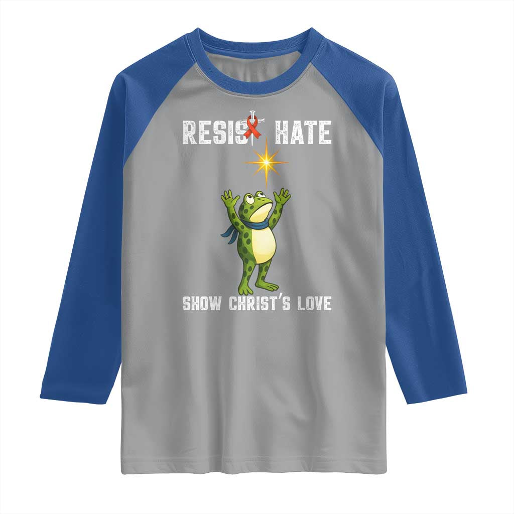 Resist Frog Raglan Shirt Christian HIV Awareness Red Ribbon - Wonder Print Shop