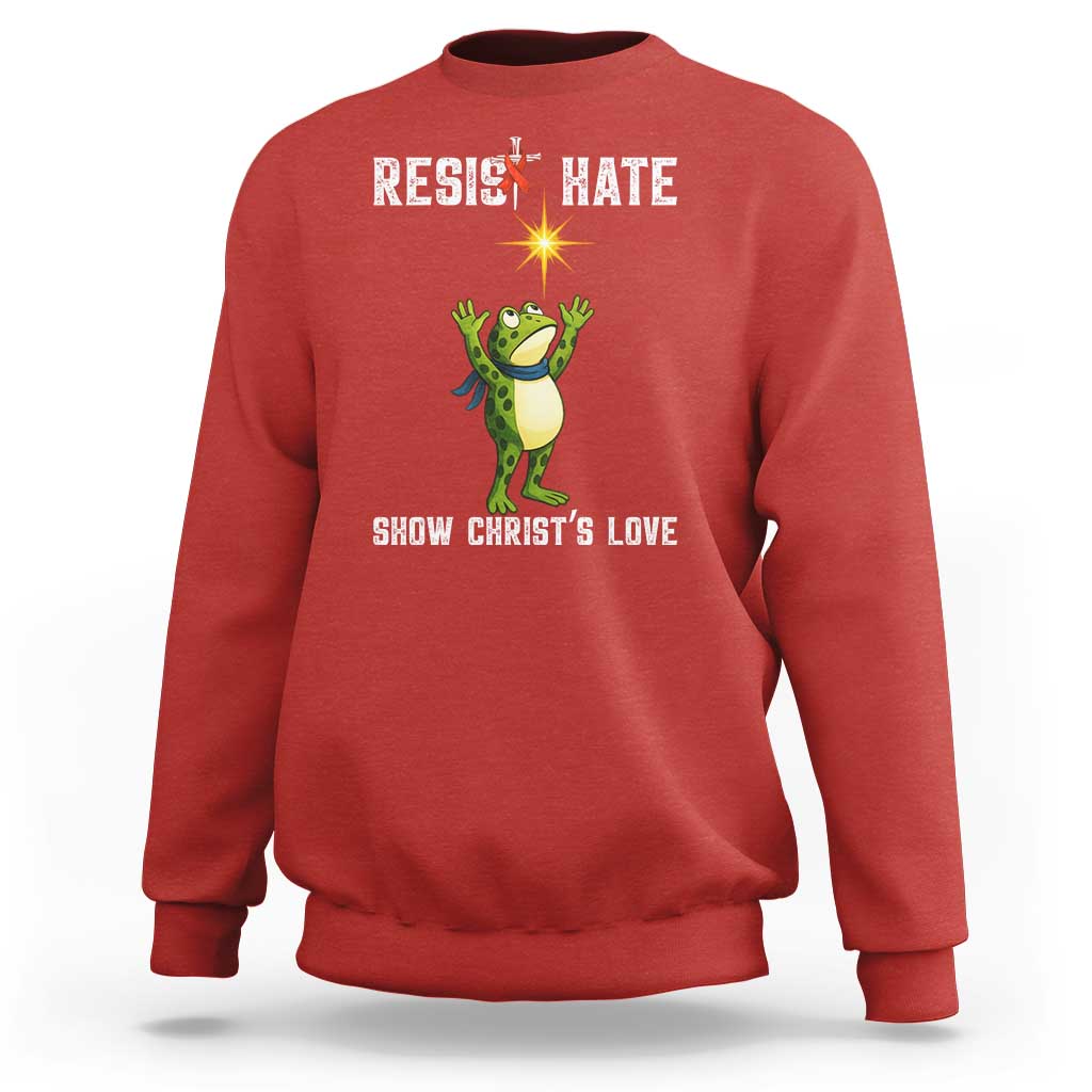 Resist Frog Sweatshirt Christian HIV Awareness Red Ribbon - Wonder Print Shop