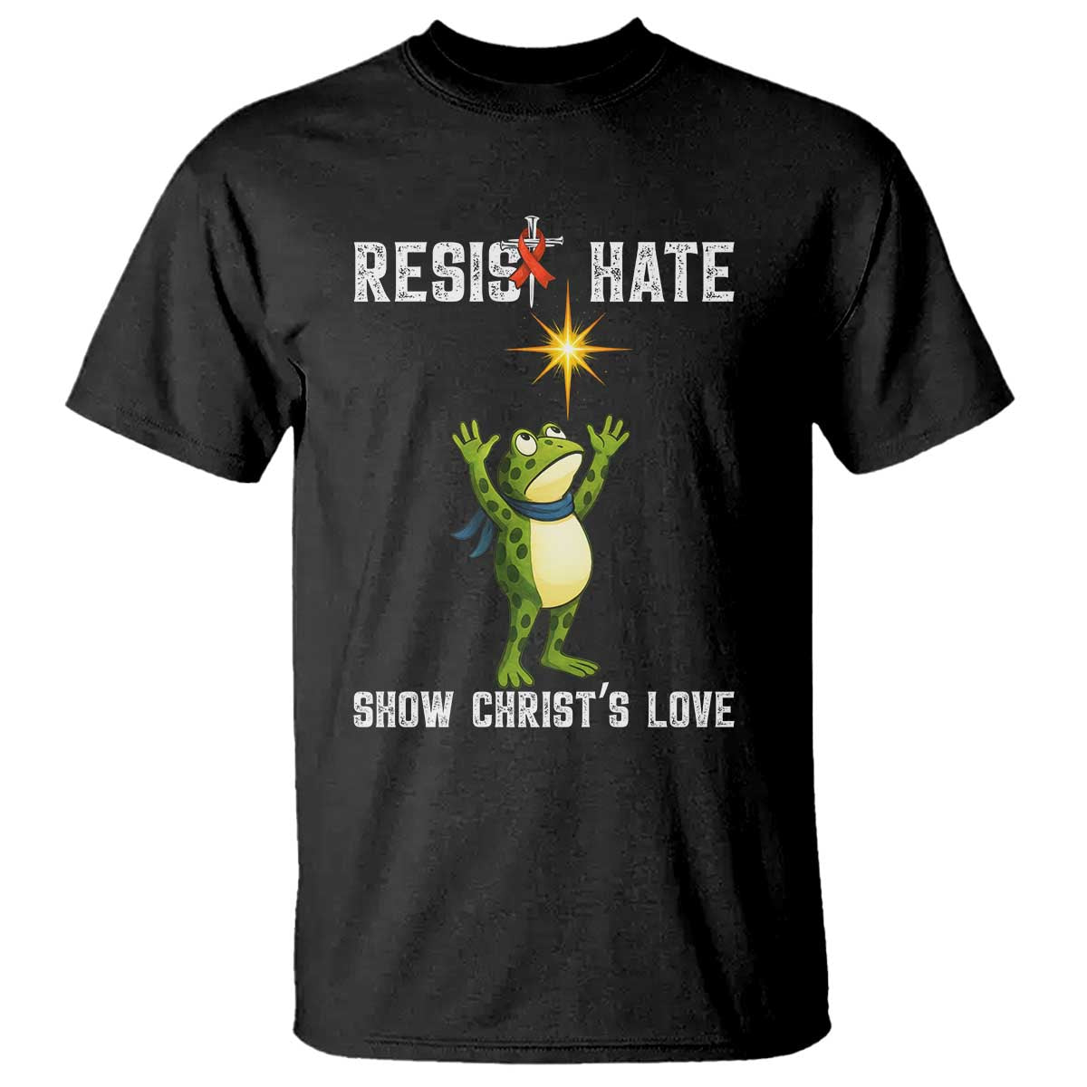 Resist Frog T Shirt Christian HIV Awareness Red Ribbon - Wonder Print Shop