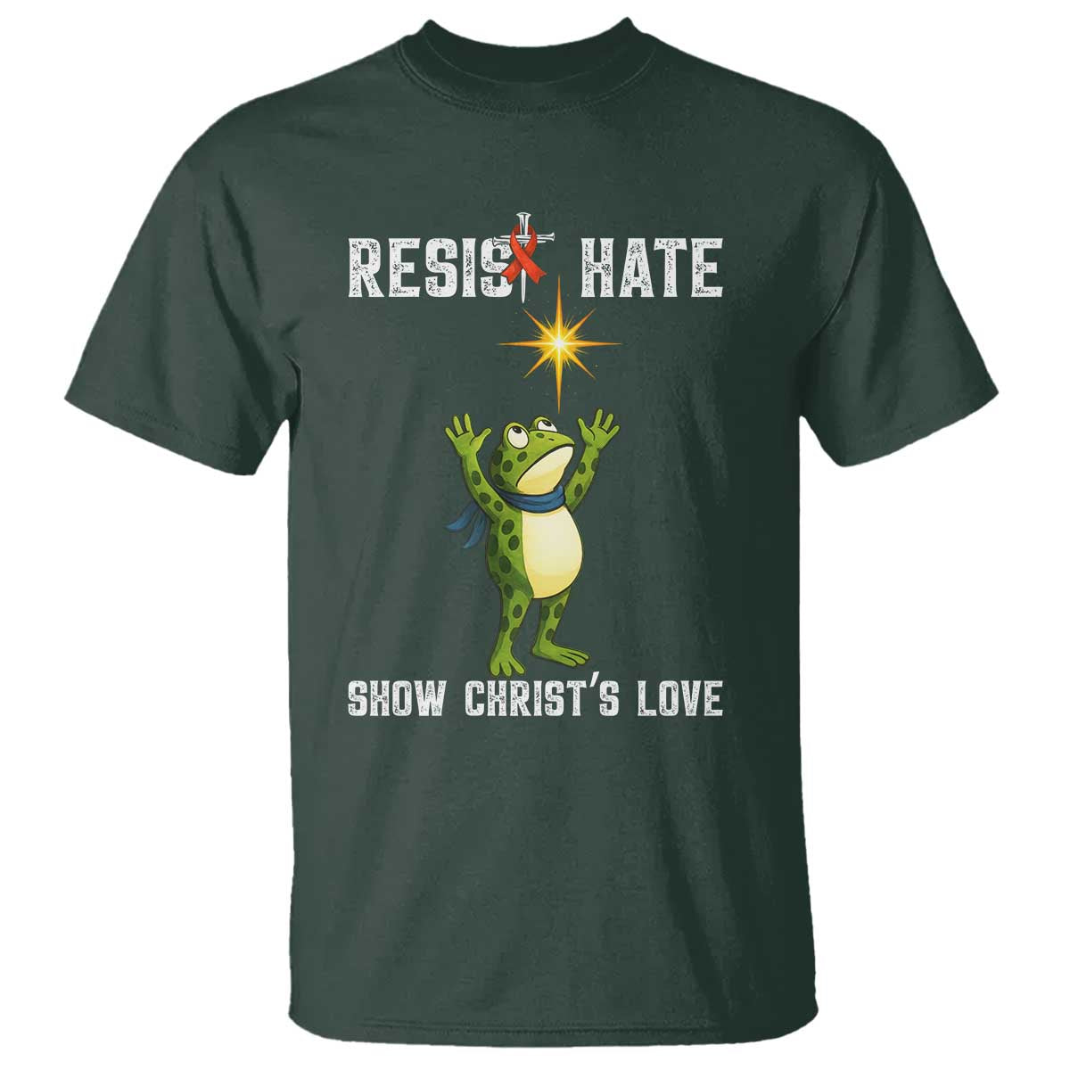 Resist Frog T Shirt Christian HIV Awareness Red Ribbon - Wonder Print Shop