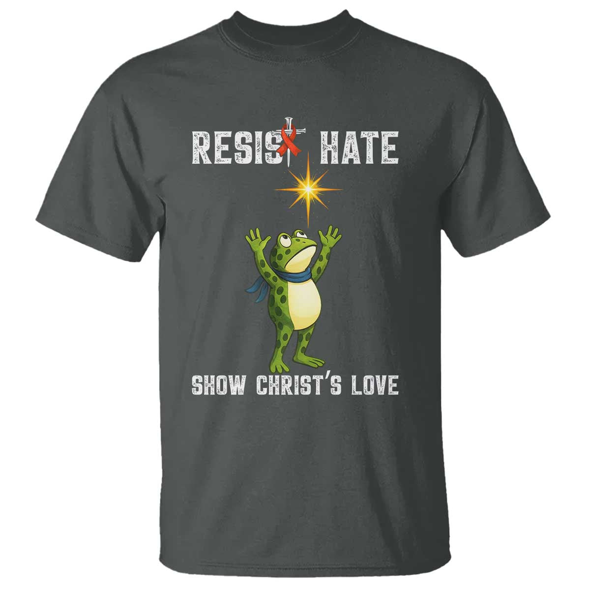 Resist Frog T Shirt Christian HIV Awareness Red Ribbon - Wonder Print Shop