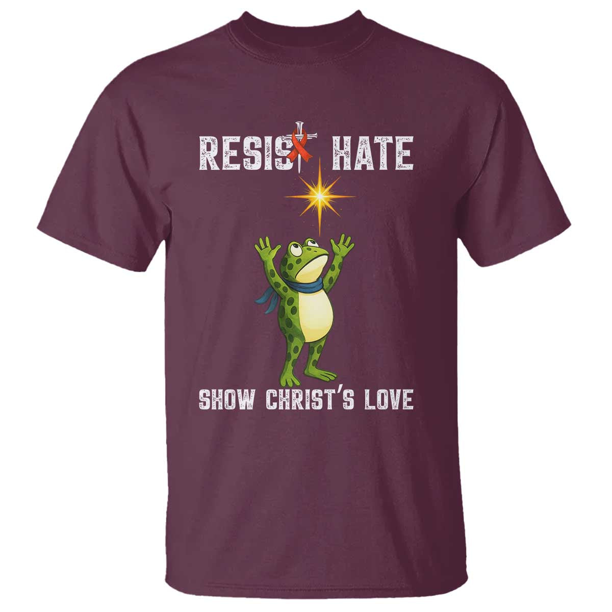 Resist Frog T Shirt Christian HIV Awareness Red Ribbon - Wonder Print Shop