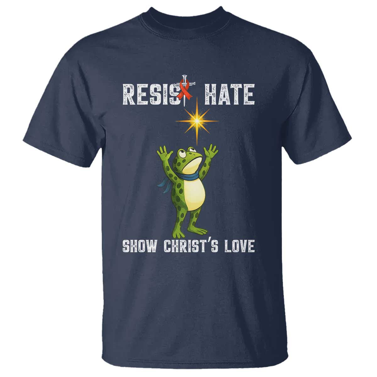 Resist Frog T Shirt Christian HIV Awareness Red Ribbon - Wonder Print Shop