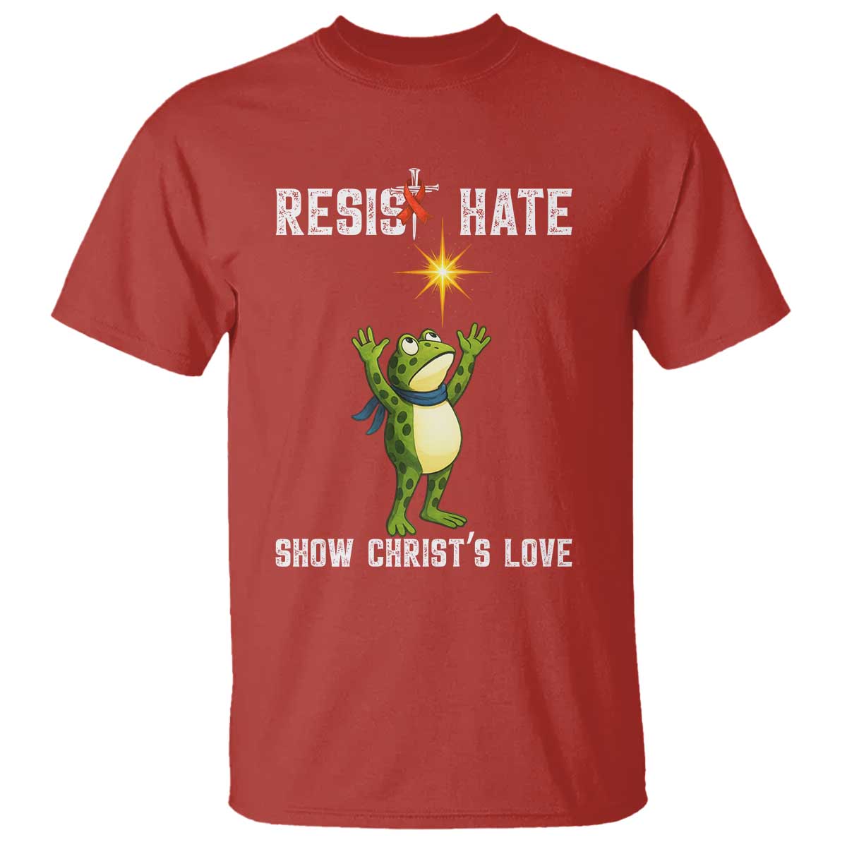 Resist Frog T Shirt Christian HIV Awareness Red Ribbon - Wonder Print Shop