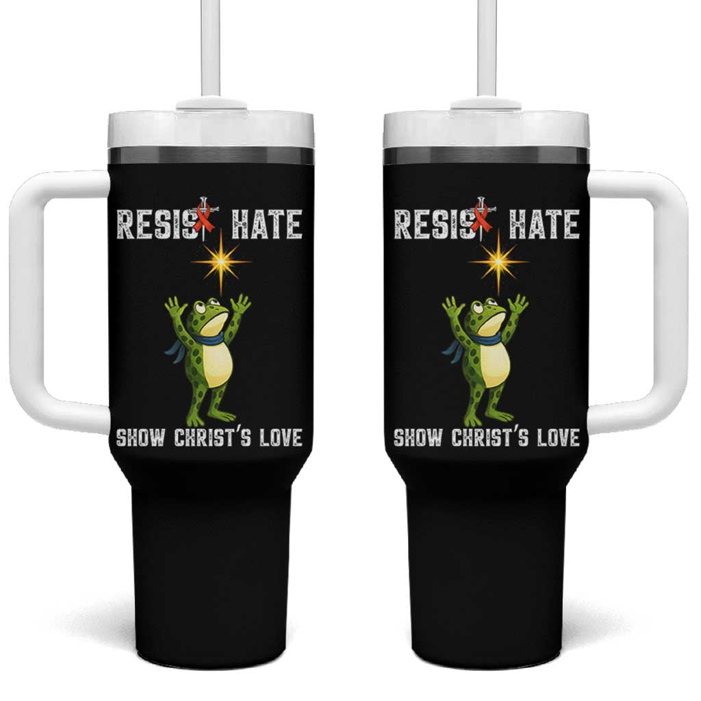 Resist Frog Tumbler With Handle Christian HIV Awareness Red Ribbon - Wonder Print Shop