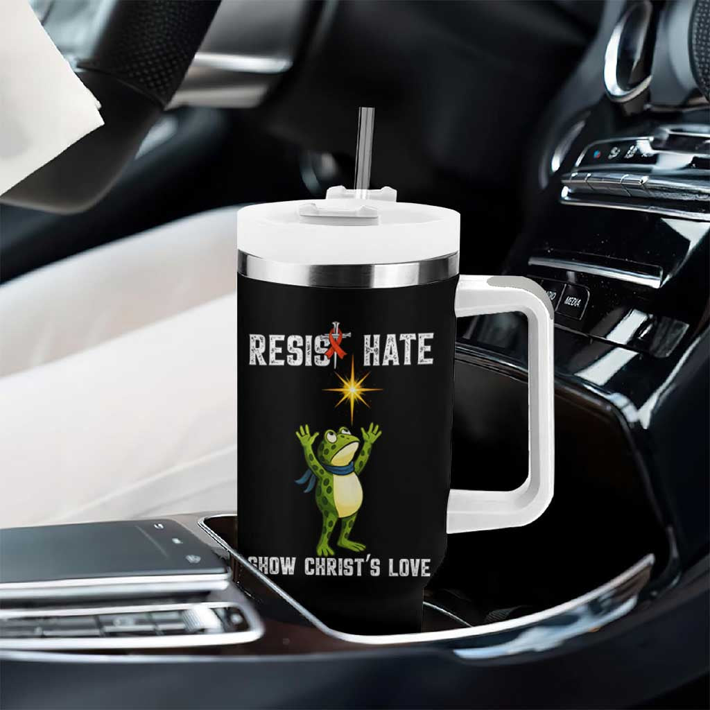 Resist Frog Tumbler With Handle Christian HIV Awareness Red Ribbon - Wonder Print Shop