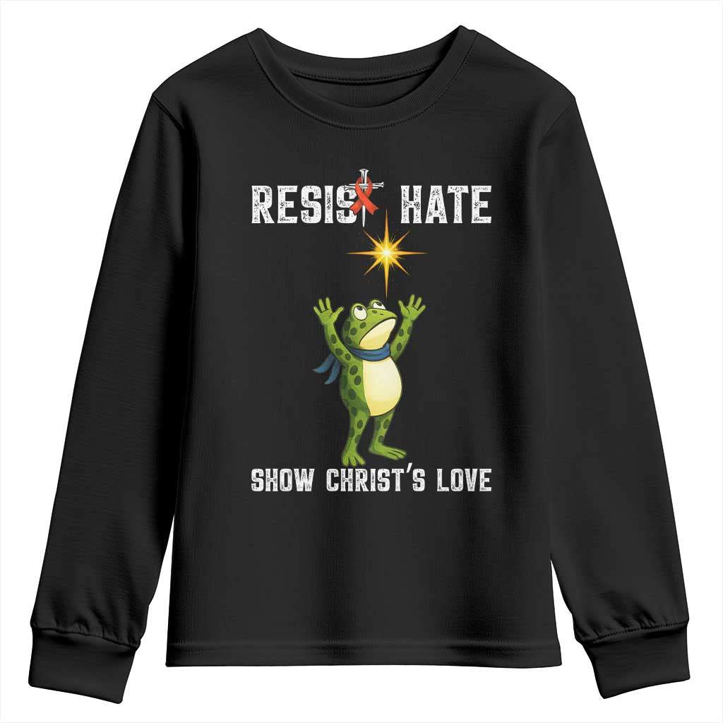 Resist Frog Youth Sweatshirt Christian HIV Awareness Red Ribbon - Wonder Print Shop