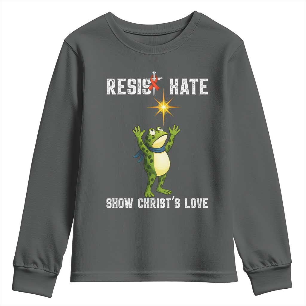 Resist Frog Youth Sweatshirt Christian HIV Awareness Red Ribbon - Wonder Print Shop