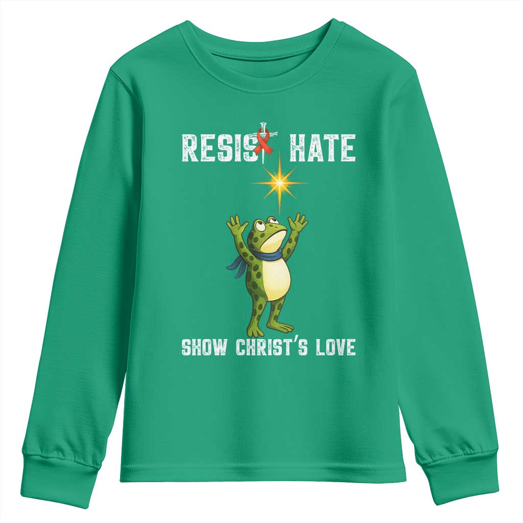 Resist Frog Youth Sweatshirt Christian HIV Awareness Red Ribbon - Wonder Print Shop