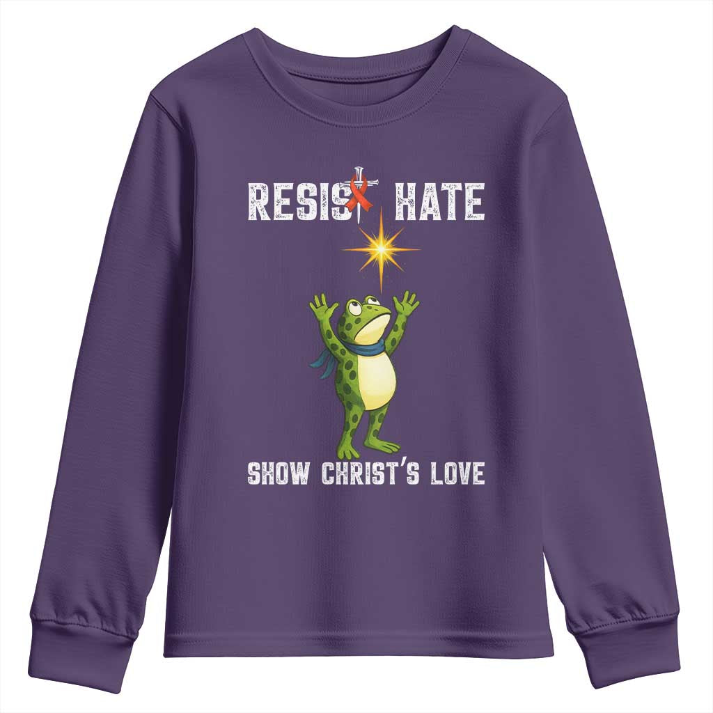 Resist Frog Youth Sweatshirt Christian HIV Awareness Red Ribbon - Wonder Print Shop