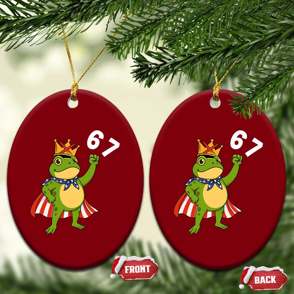 Resist Frog Ceramic Ornament Super American 67 Six Seven Meme - Wonder Print Shop