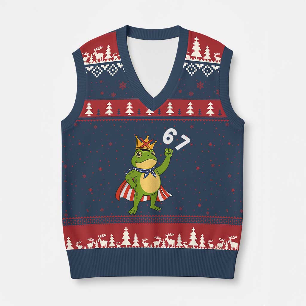 Resist Frog V-Neck Knit Sweater Vest Super American 67 Six Seven Meme - Wonder Print Shop