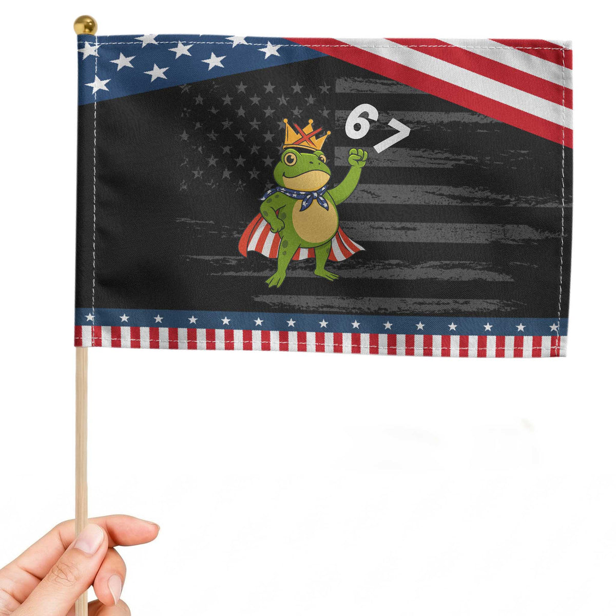 Resist Frog Patriotic Handheld Flag Super American 67 Six Seven Meme