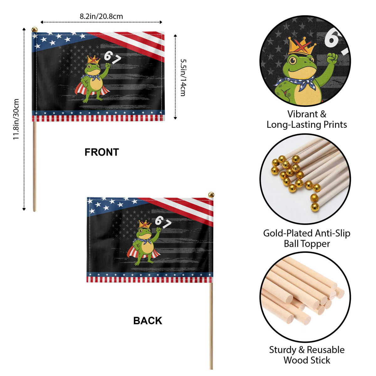 Resist Frog Patriotic Handheld Flag Super American 67 Six Seven Meme